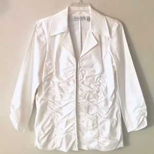 NWT Dana Buchman White Ruched Summer Blazer Jacket